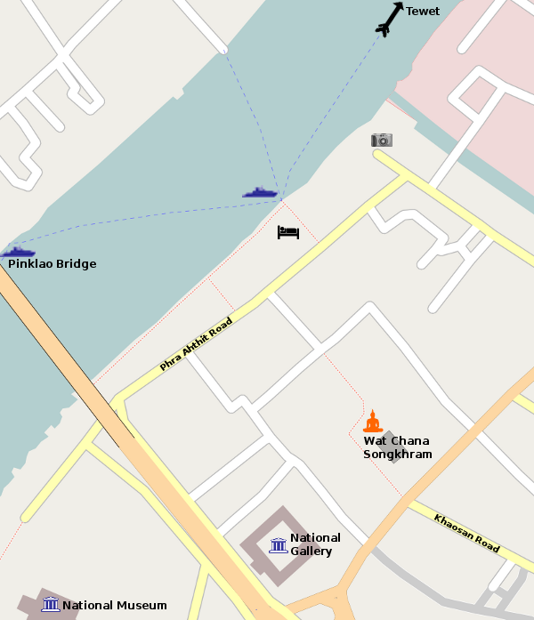 Phra Arthit Pier Area Map